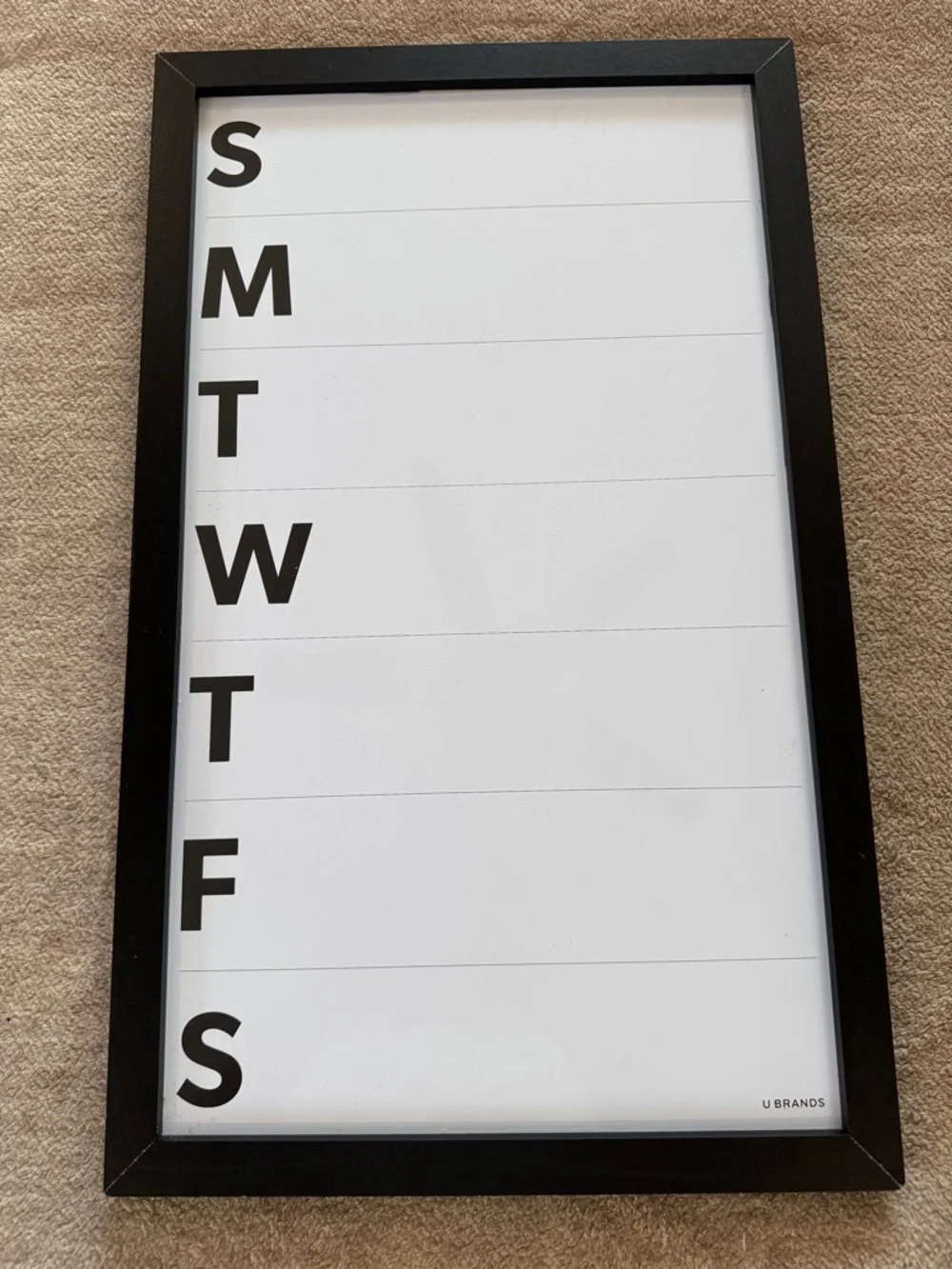 U Brands Black Weekly Dry-Erase Planner Board